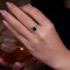 Blue Sapphire Halo Ring