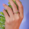 Green Gemstone Halo Ring