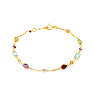 Mixed-Cut Multicolor Gemstone Bracelet