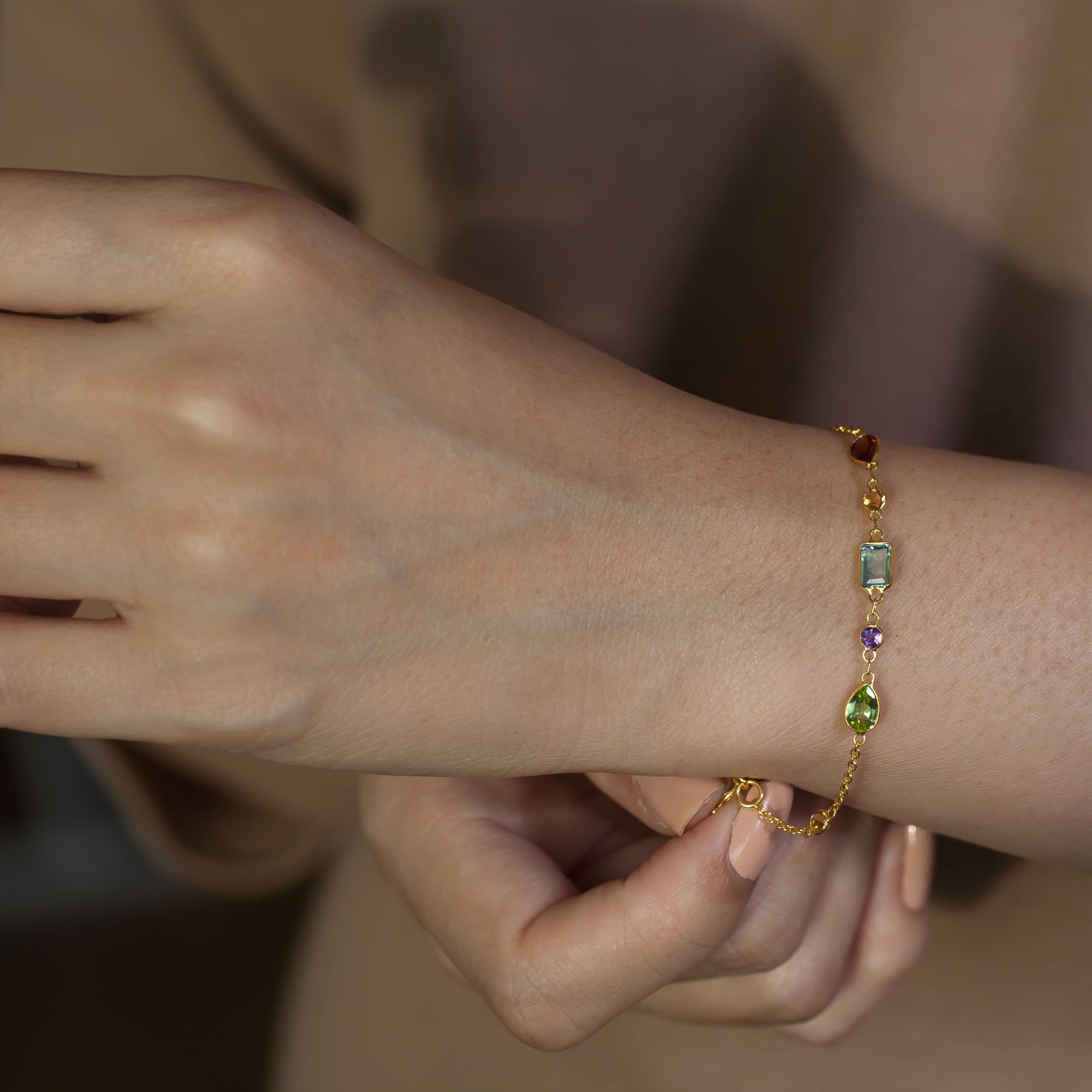 002-02-2026-bracelet Mixed-Cut Multicolor Gemstone Bracelet