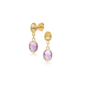 Citrine & Amethyst Drop Earrings