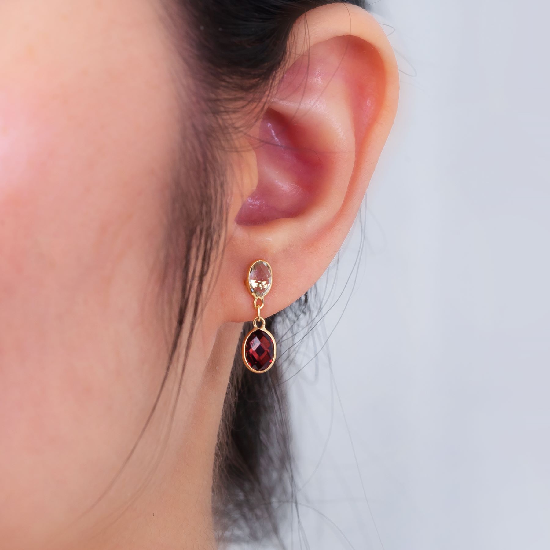 005-01-2026-earrings Garnet & White Topaz Drop Earrings