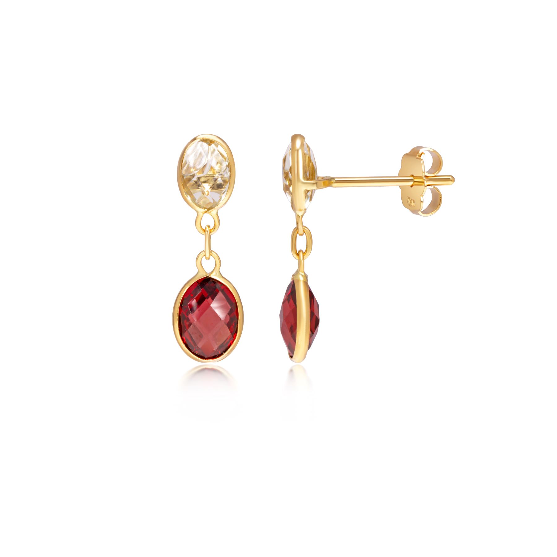 005-02-2026-earrings Garnet & White Topaz Drop Earrings