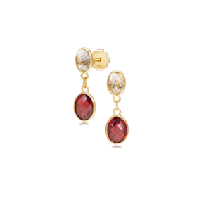 Garnet & White Topaz Drop Earrings
