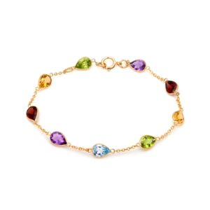 Pear-Cut Multicolor Gemstone Bracelet