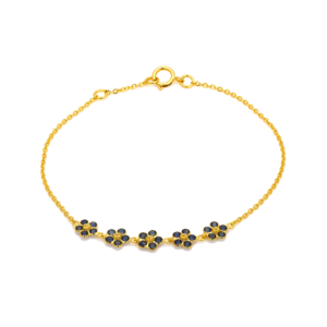 Blue Sapphire Five-Flower Bracelet