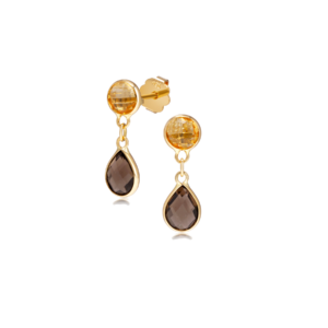 Citrine & Smoky Quartz Drop Earrings