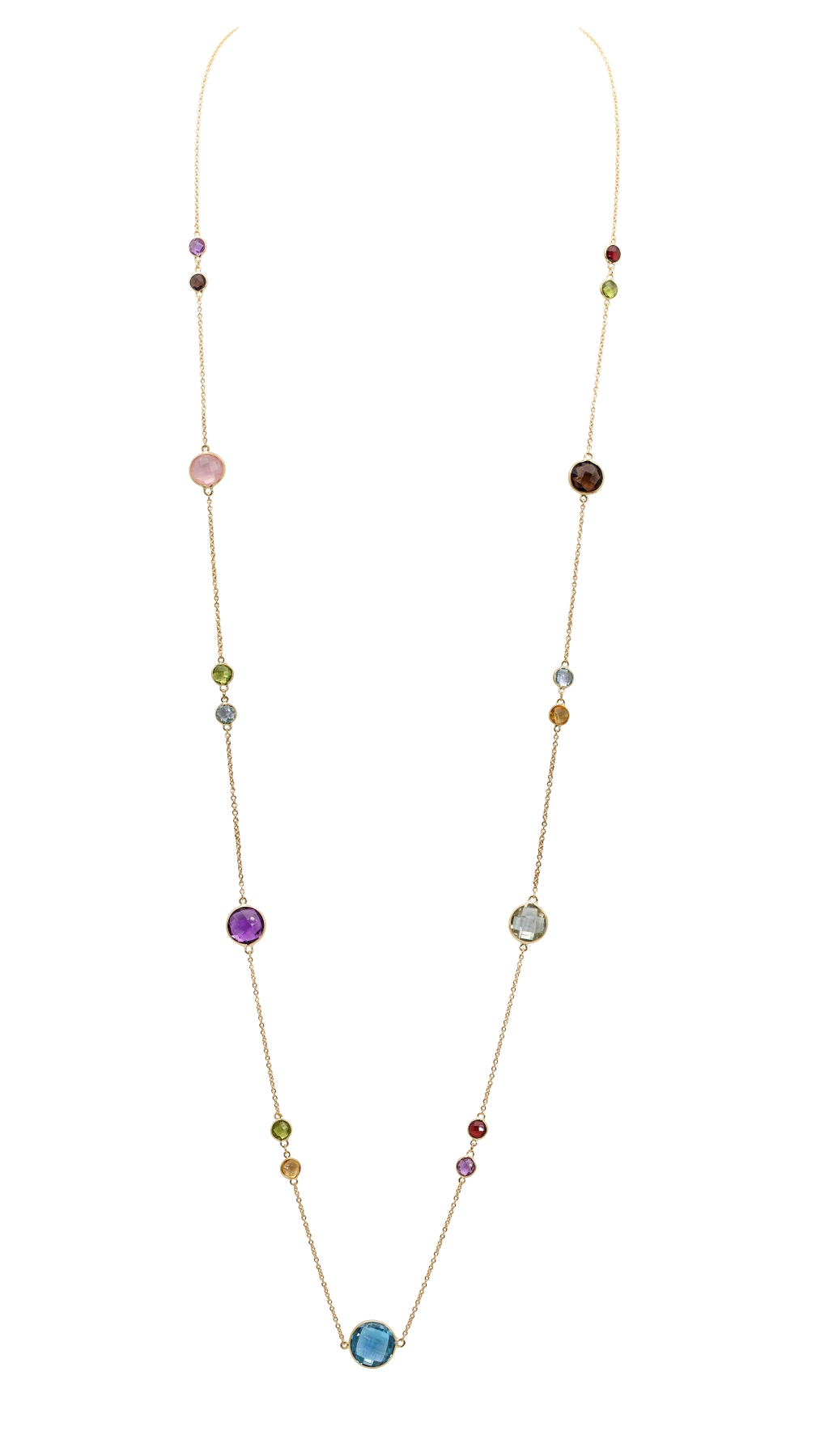 011-01-2026-necklace-N3410SP SQ RQ34 Multicolor Gemstone Station Necklace
