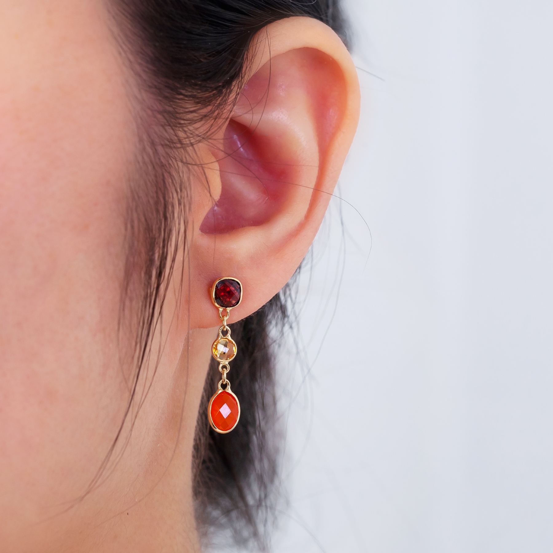 011-03-2026-earrings Garnet, Citrine & Carnelian Drop Earrings