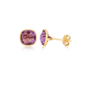 Amethyst Cushion Stud Earrings