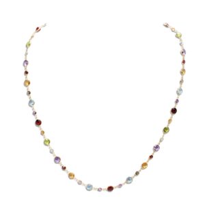 Multicolor Gemstone Bezel Necklace