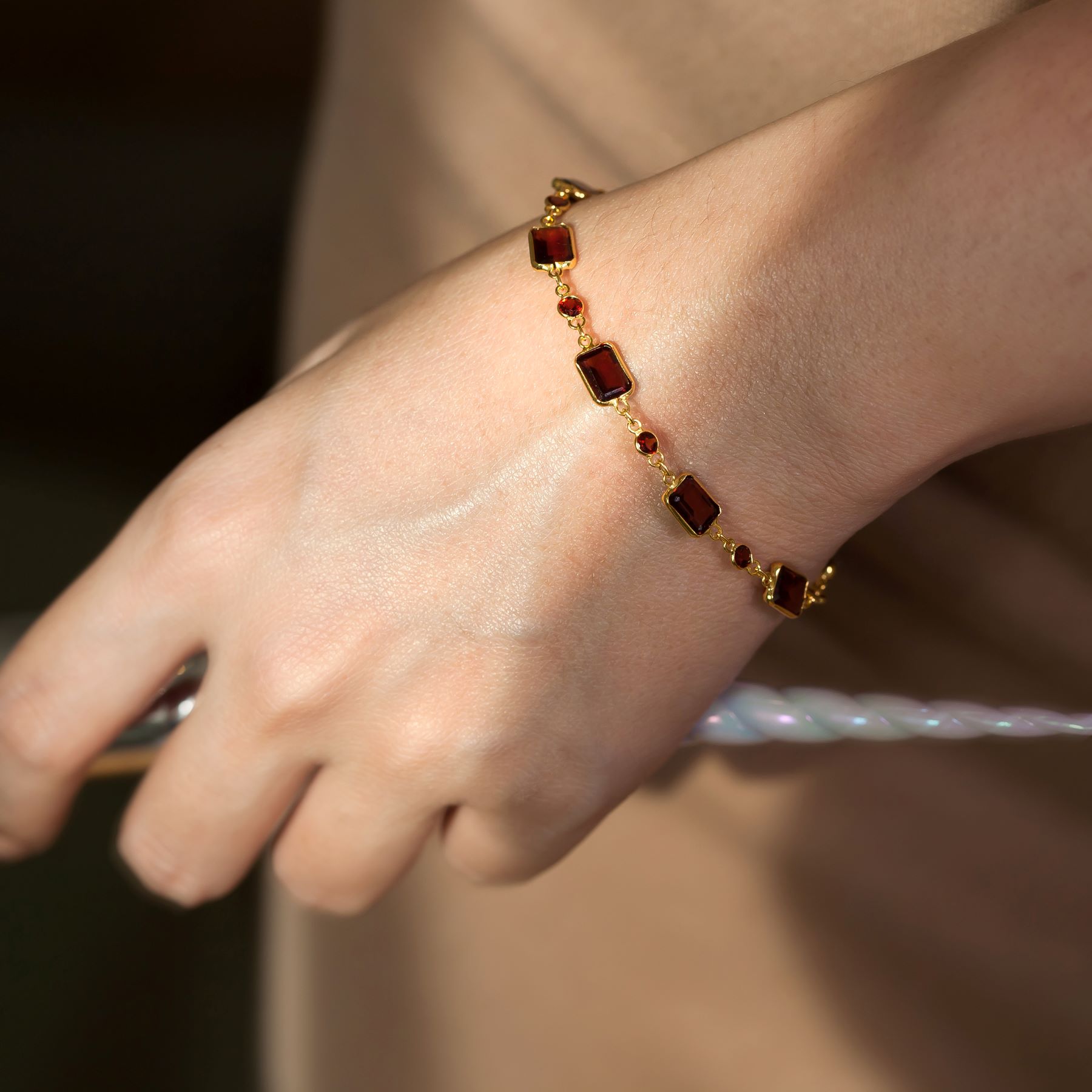 013-03-2026-bracelet Garnet Emerald-Cut Bracelet