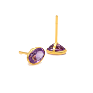 Amethyst Oval Stud Earrings