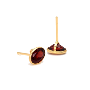 Garnet Oval Stud Earrings