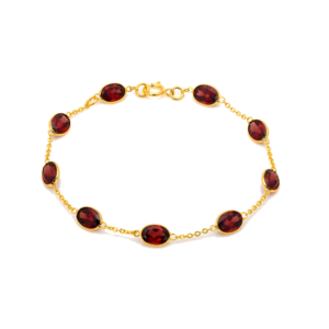Garnet Oval Station Bracelet