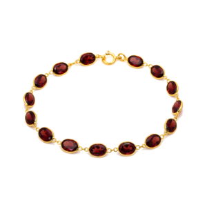 Garnet Oval Link Bracelet