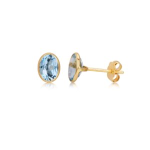 Blue Topaz Oval Stud Earrings
