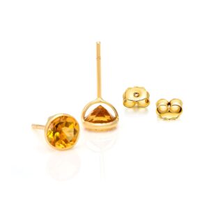 Citrine Round Stud Earrings