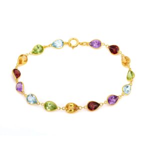 Rainbow Pear-Cut Gemstone Bracelet