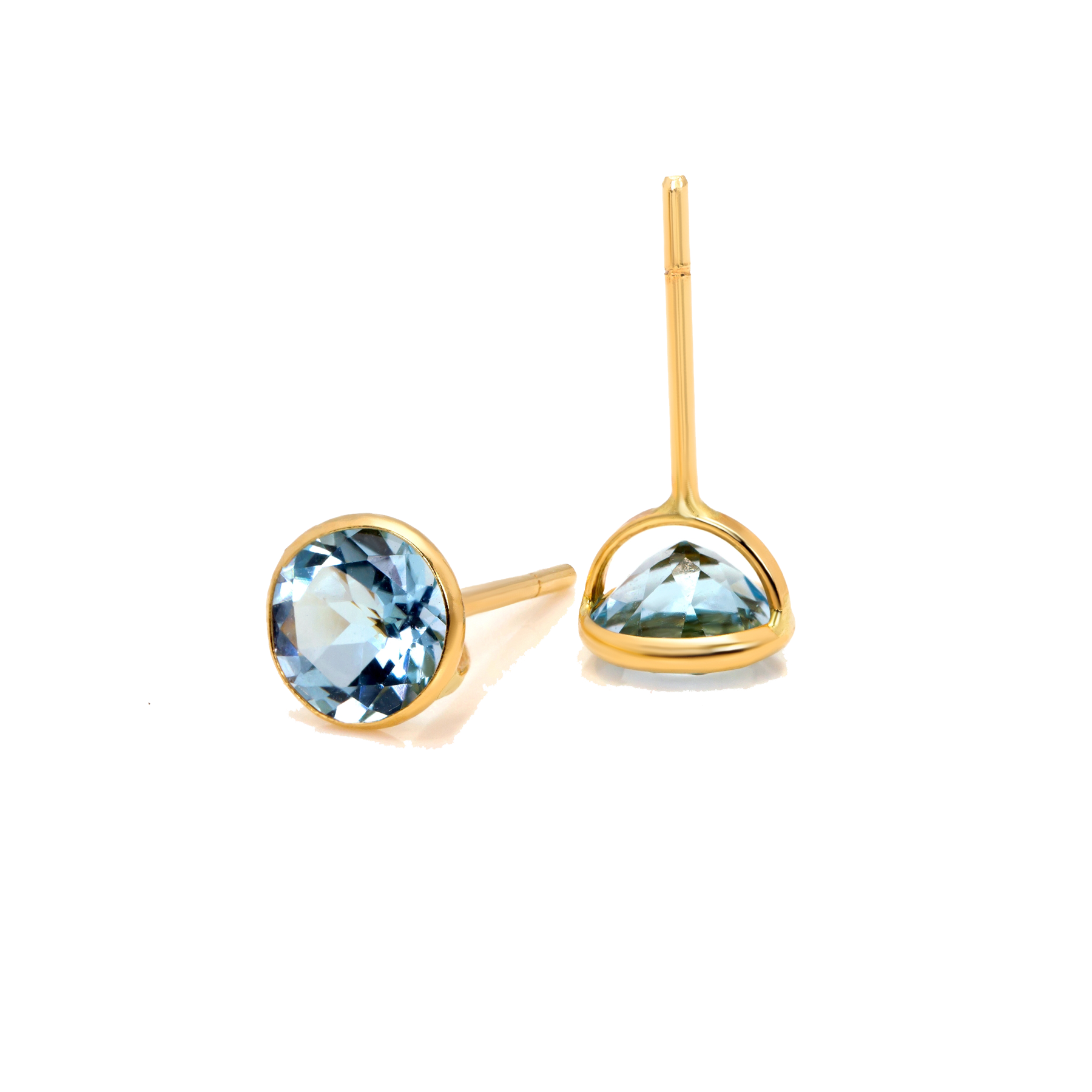 022-04-2026-E646TP(6M) Blue Topaz Round Stud Earrings