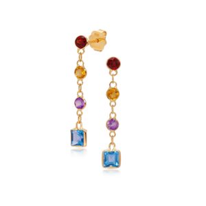 Multi-Gemstone Drop Earrings