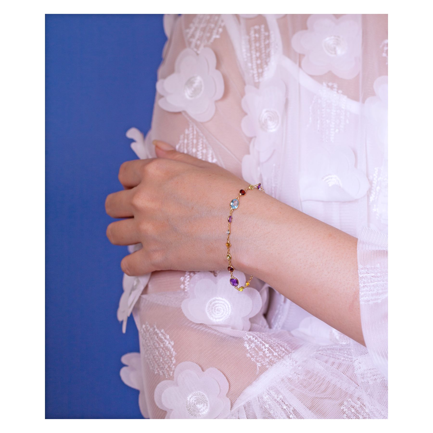 030-02-2026-bracelet Rainbow Gemstone Chain Bracelet