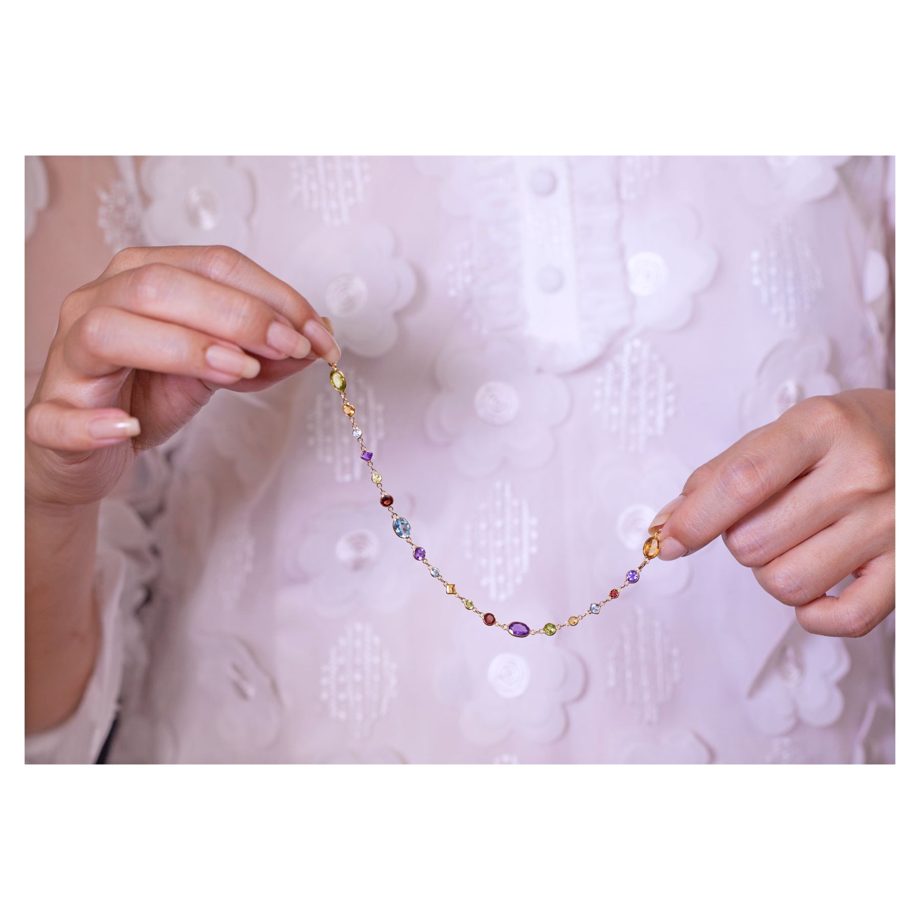 030-03-2026-bracelet Rainbow Gemstone Chain Bracelet