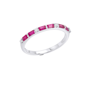 Ruby Baguette & Diamond White Gold Band